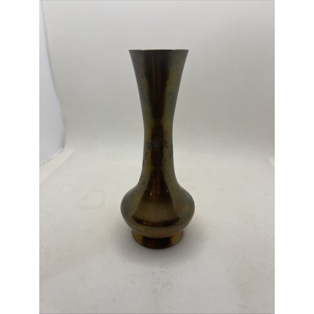 Vintage Small Brass Bud Vase Farmhouse Rustic 5.5”